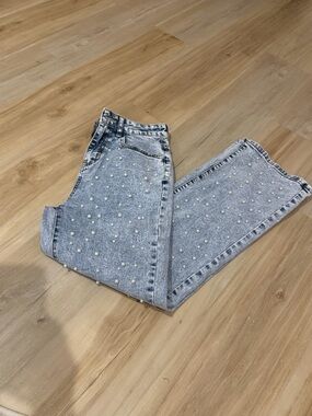 Women's Light Wash Pearl-Embellished Jeans